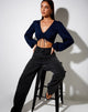 Image of Reilo Crop Top in Satin Cheetah Navy