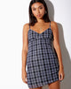 Image of Reney Slip Dress in Inkblot Check Black and White