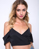 Image of Renta Cold Shoulder Top in Satin Black