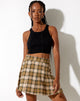 Image of Carga Mini Skirt in Check Brown Tan and Pink