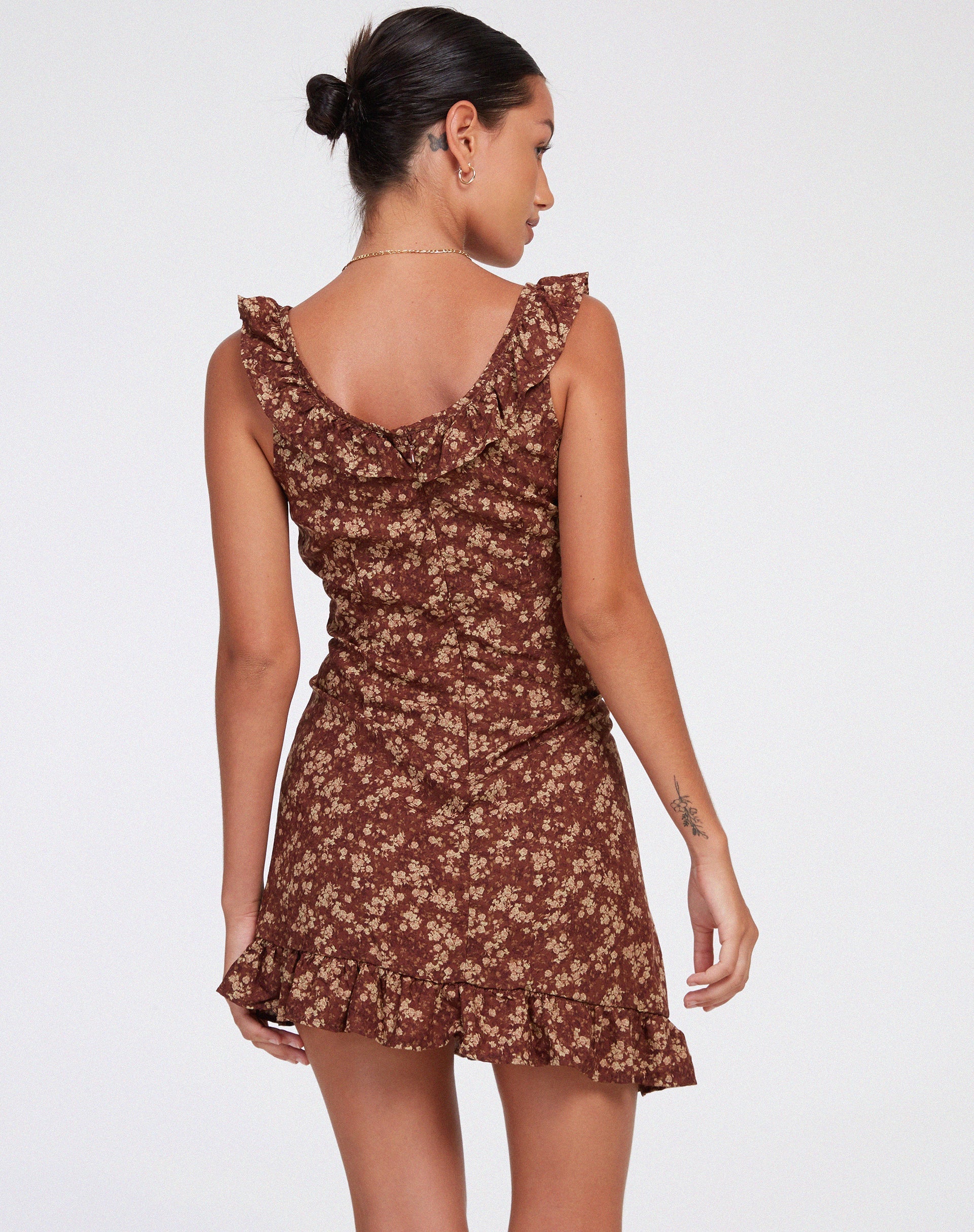 IMAGE OF Felirose Slip Dress in Earthy Floral Brown