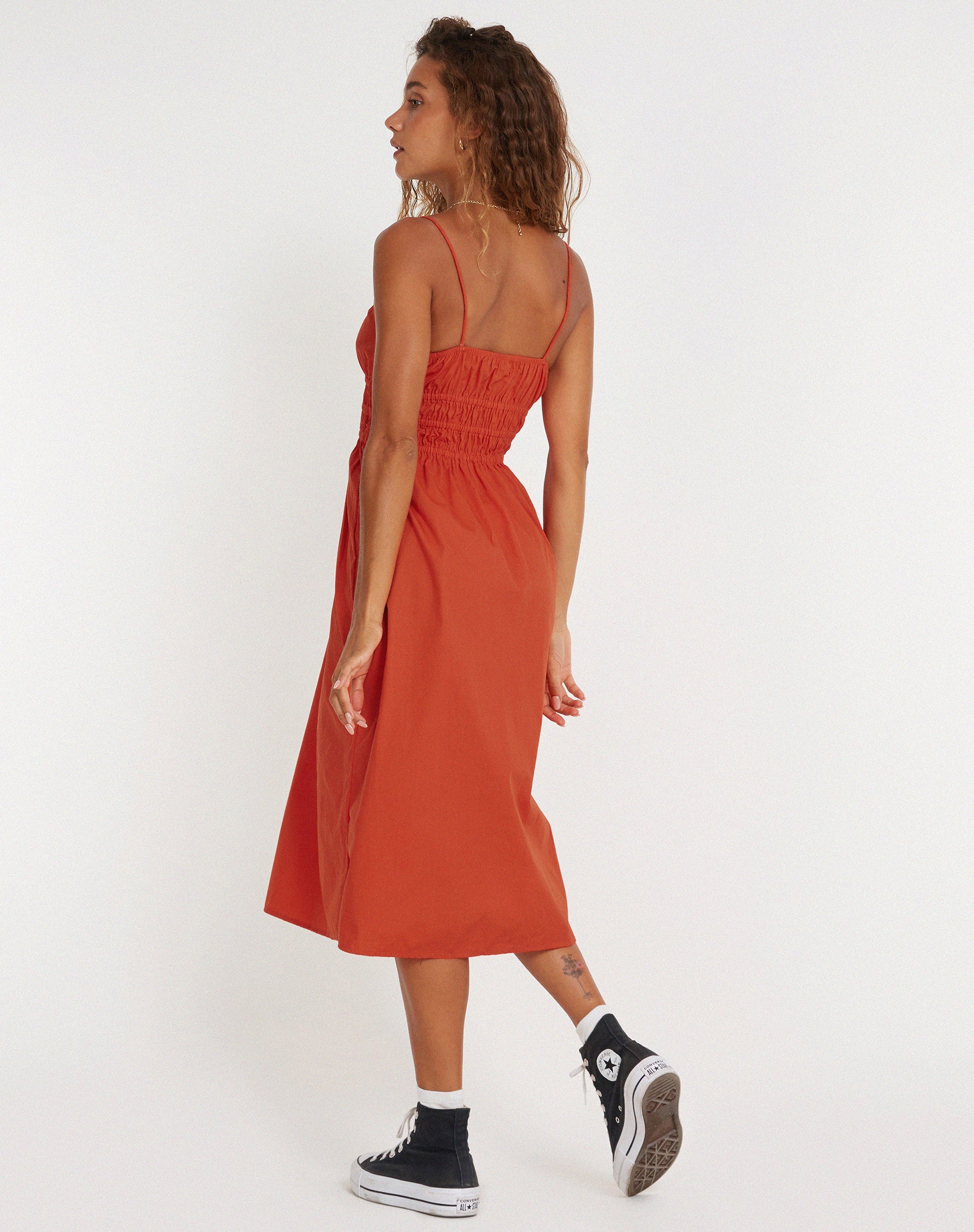 orange strappy dress Annie Ruffle Shoulder Strap Mini Dress Orange