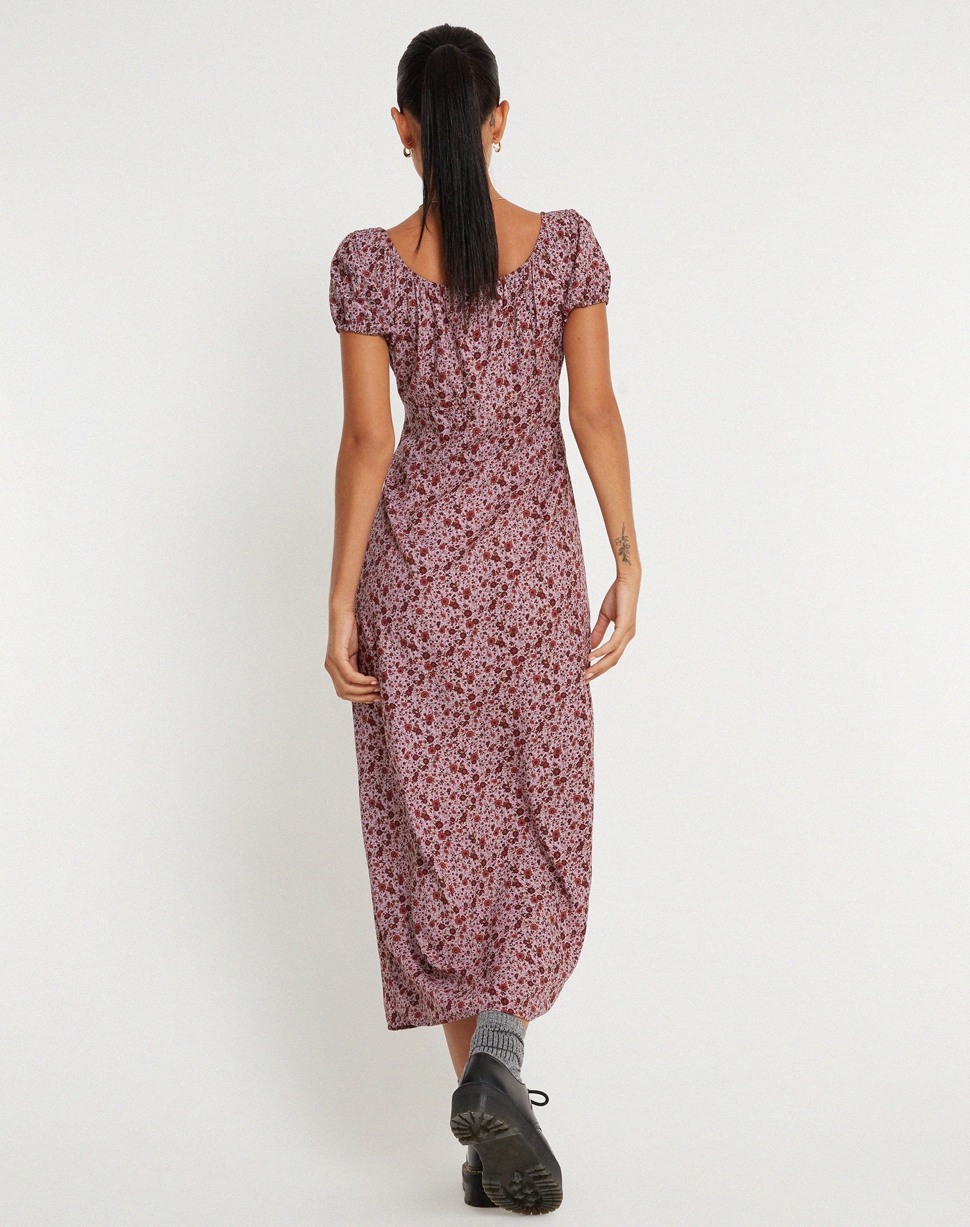 Burgundy Floral Print Midi Dress | Larson motelrocks-com-us Burgundy Floral Print Midi Dress | Larson motelrocks-com-us