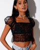 Image of Marilla Crop Top in Black Organza