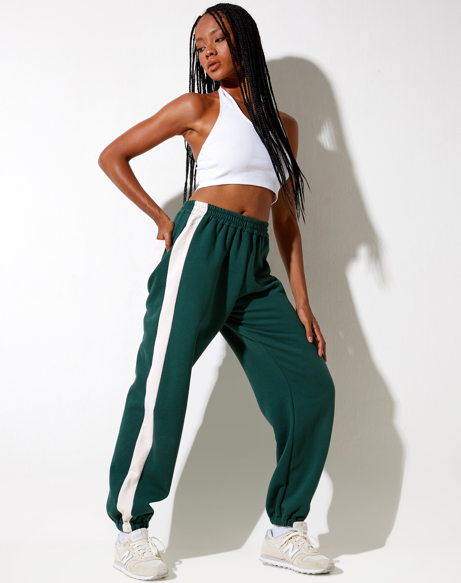 Image of Basile Jogger in Forest Green and Winter White