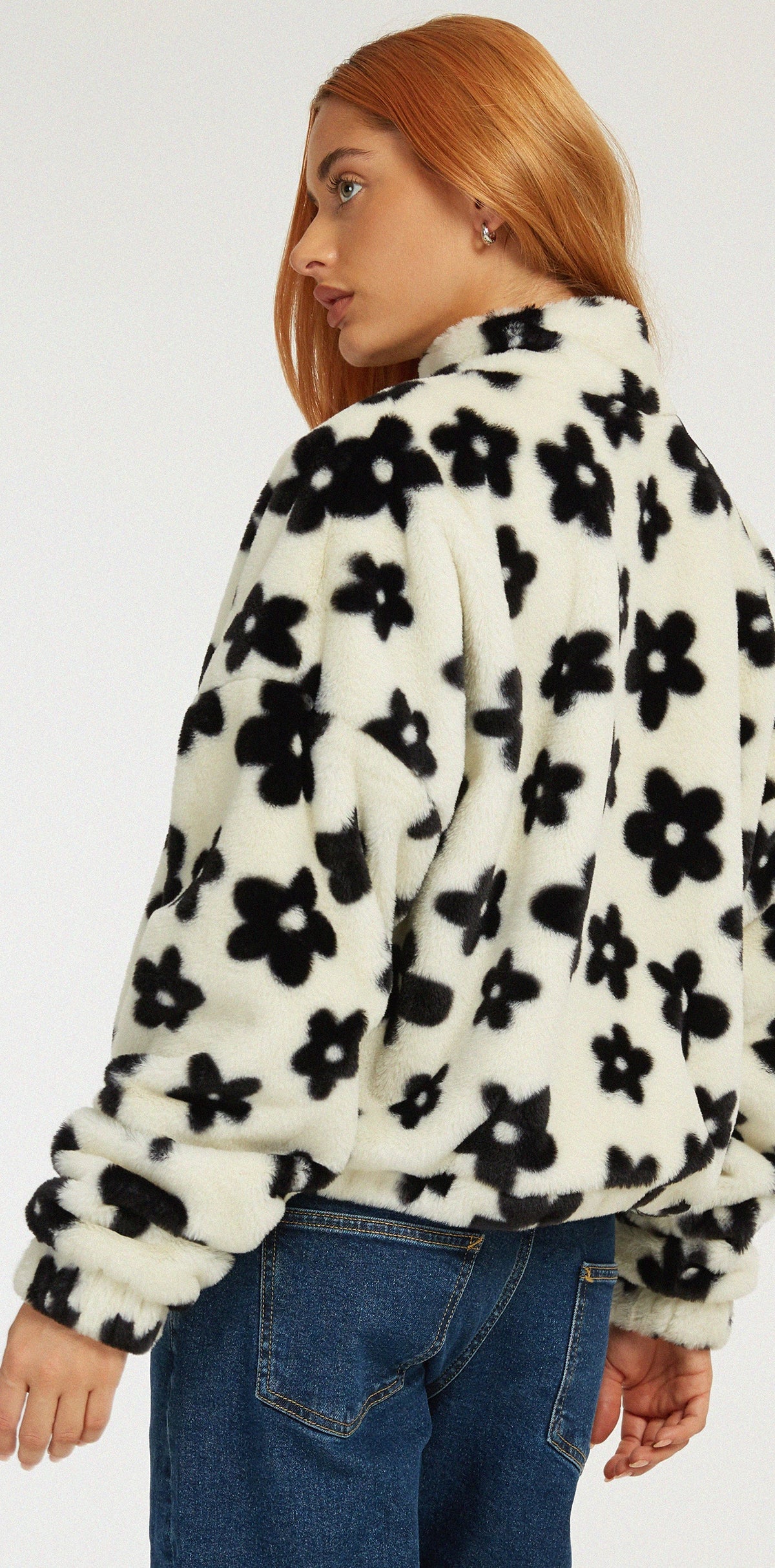 Long Sleeve Floral Pattern Oversized Jacket | Nero – motelrocks-com-us