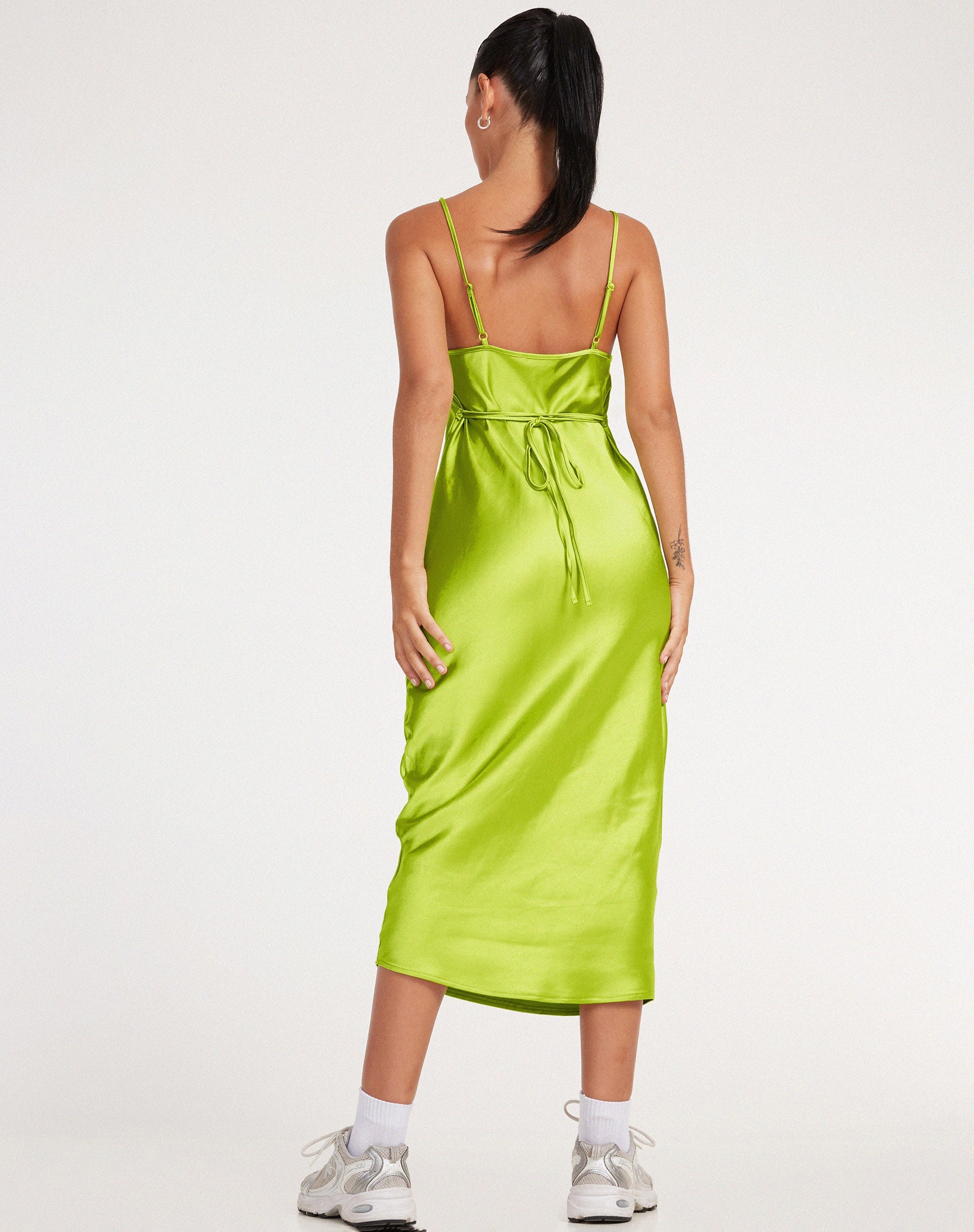 Cowl Neck Satin Lime Green Midi Dress | Palasha motelrocks-com-us Cowl Neck Satin Lime Green Midi Dress | Palasha motelrocks-com-us