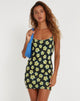 Image of Saleh Mini Dress in Cute Floral Black and Yellow