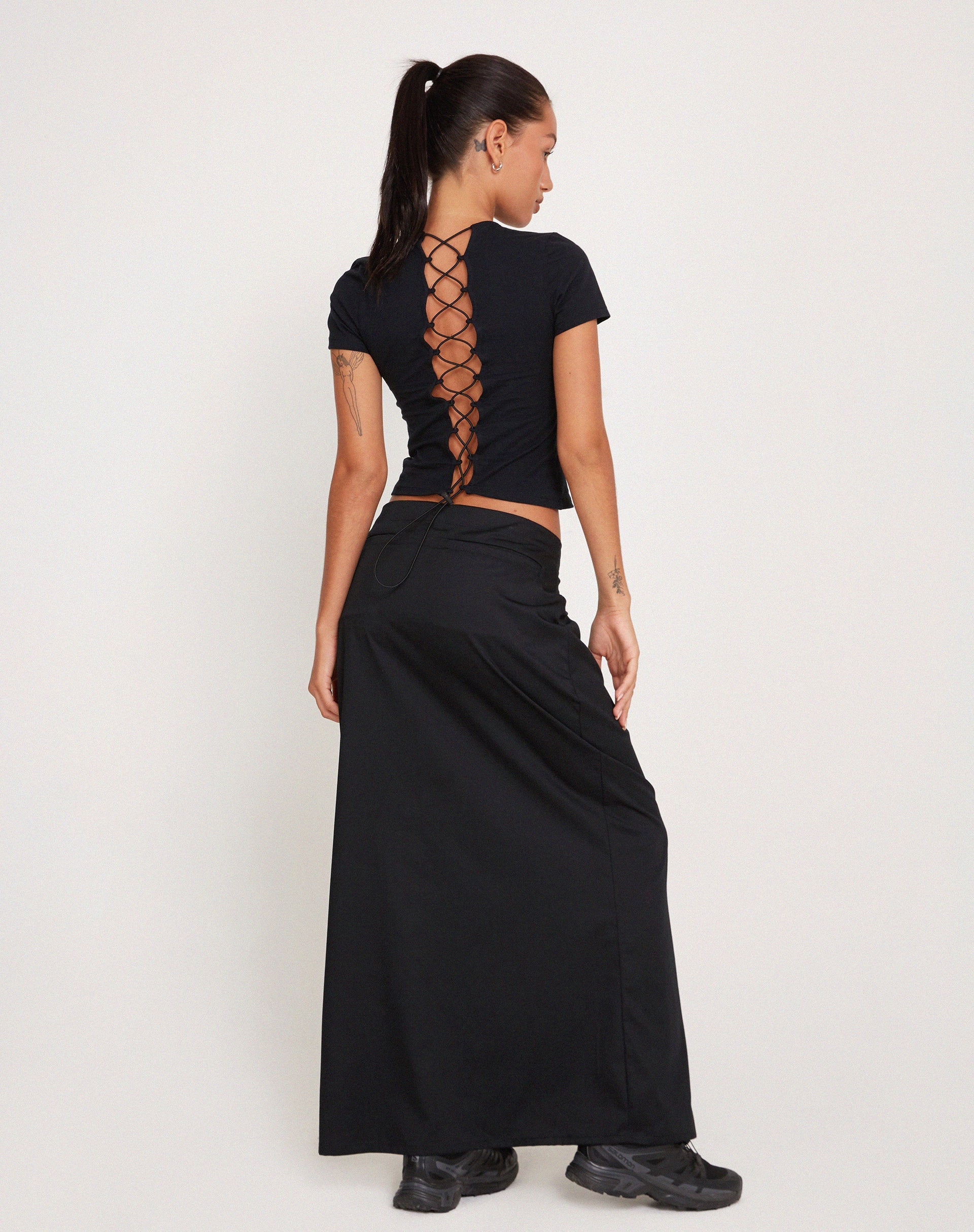 Image of Sayda Lace Back Top in Black
