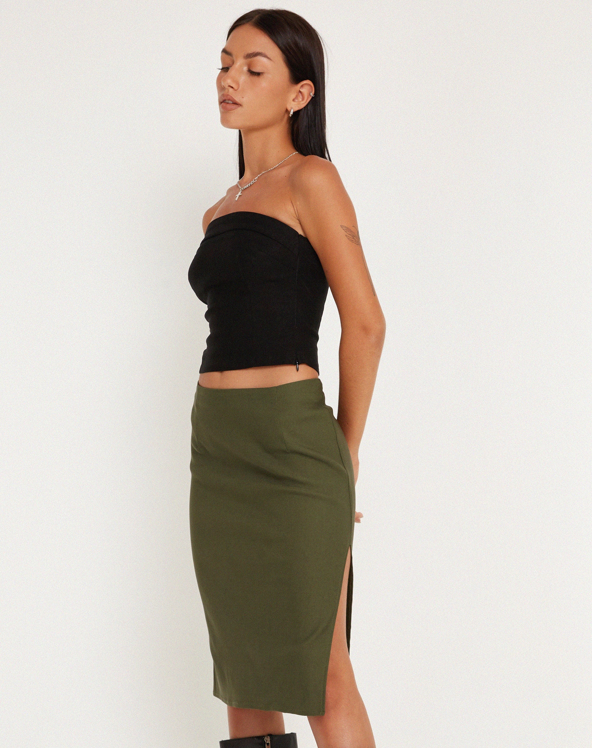 Green Low Rise Midi Skirt | Sekoji – motelrocks-com-us