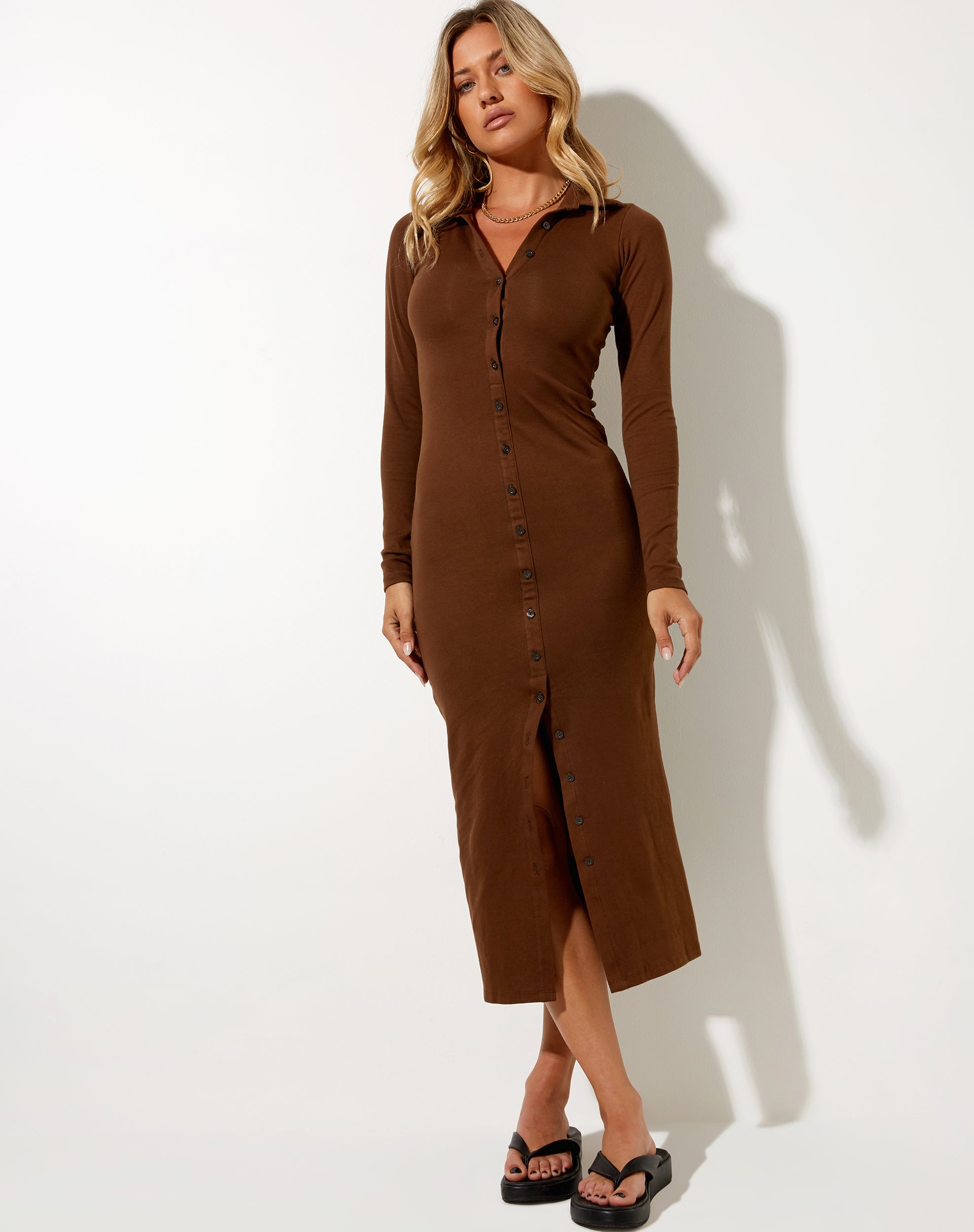Button Up Long Sleeved Brown Maxi Dress | Taryn motelrocks-com-us Button Up Long Sleeved Brown Maxi Dress | Taryn motelrocks-com-us