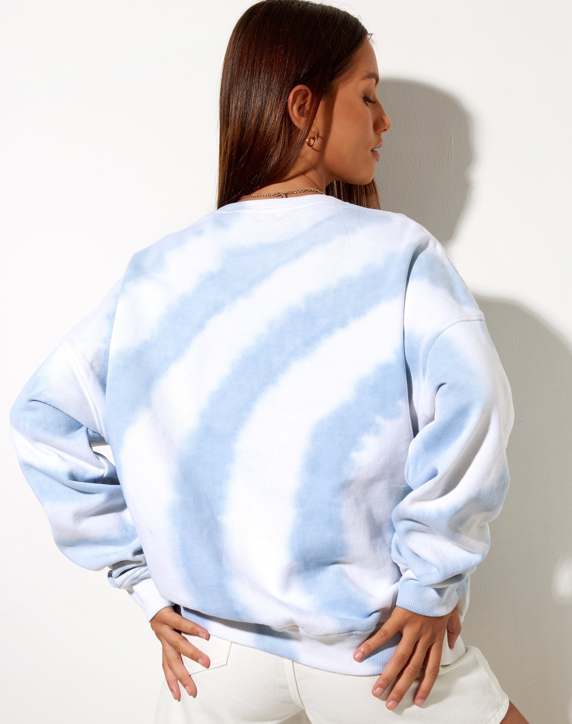 Blue and white tie dye sweatshirt best sale