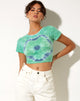 Image of Tindy Crop Top in Green Blue Flower Tie Dye