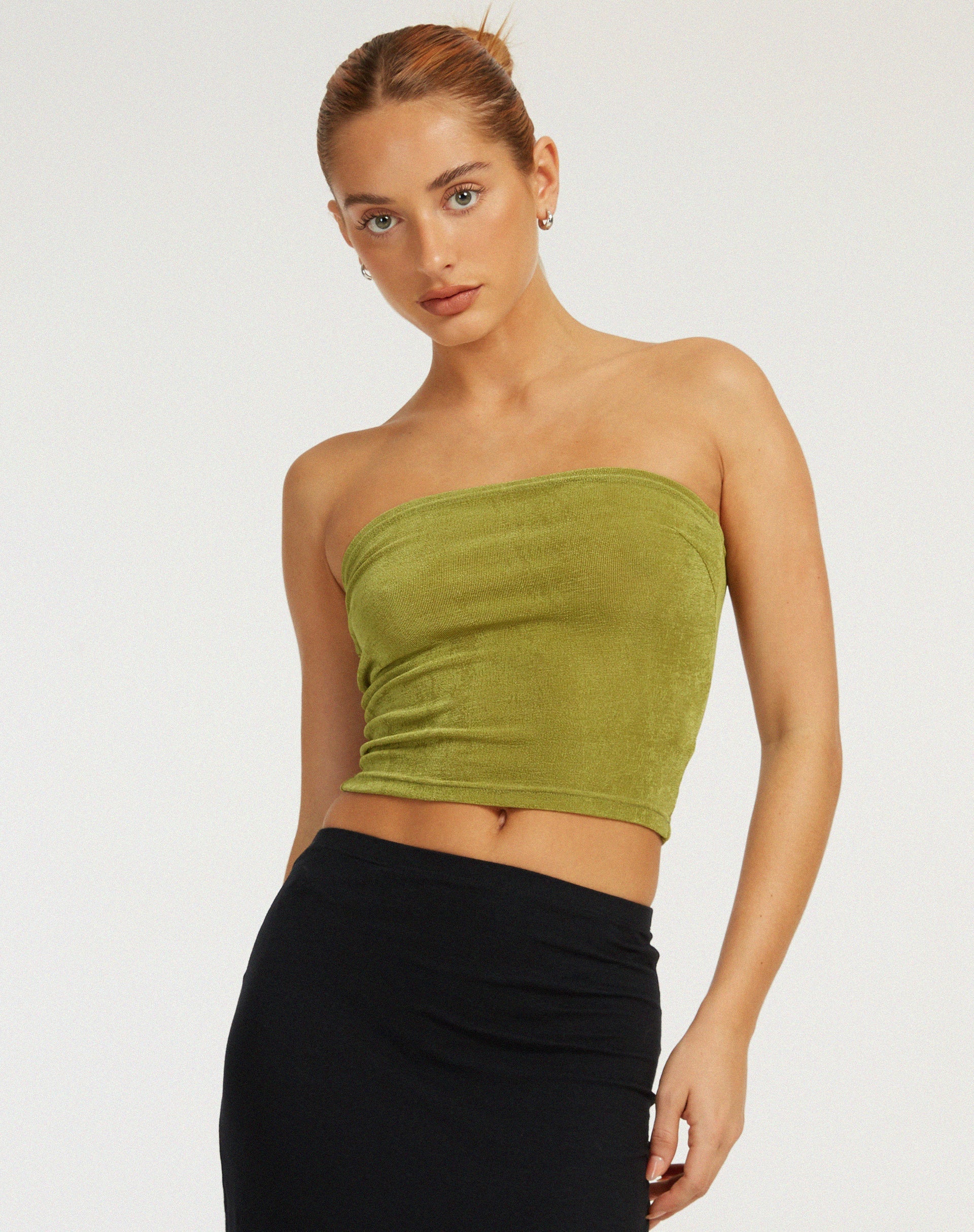 Green Bandeau Style Crop Top