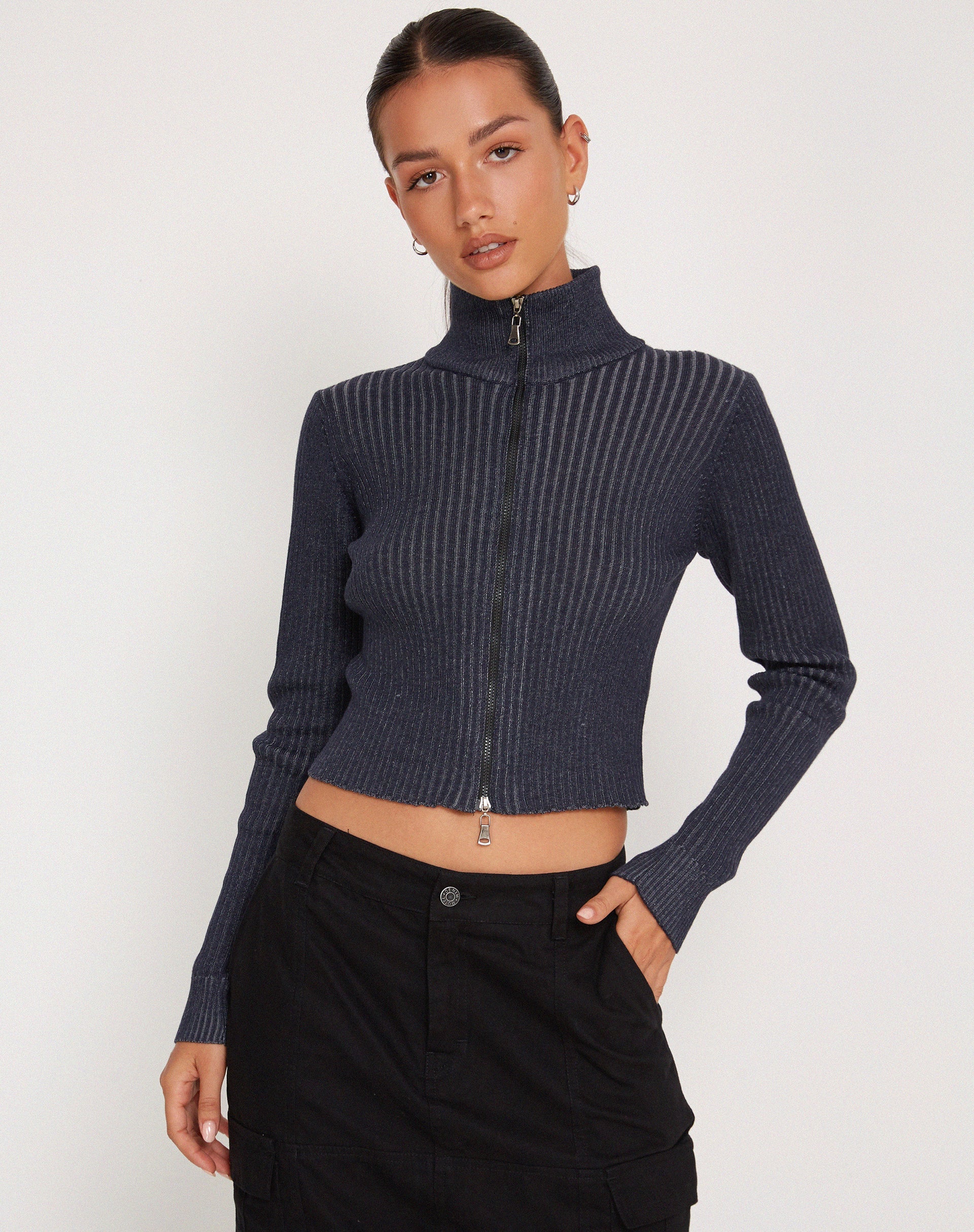 Image of Tuzifa Cropped Jumper in Navy