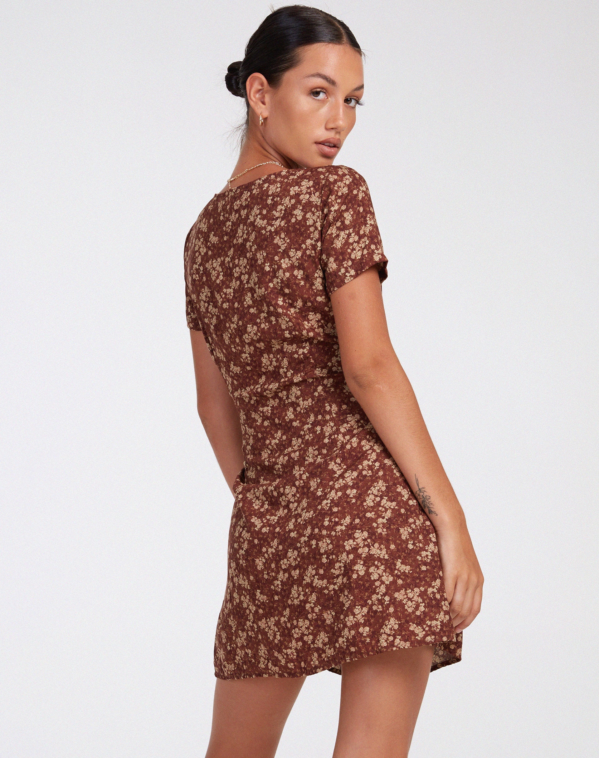 IMAGE OF Zavacca Day Dress in Earthy Floral Brown