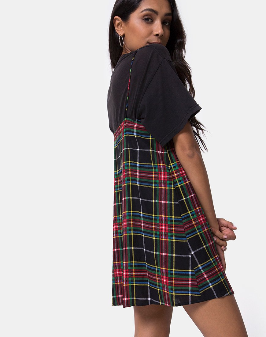 V neckline Red Yellow Green and Black Plaid Slip Dress | Sanna - Motel Rocks motelrocks-com-us V neckline Red Yellow Green and Black Plaid Slip Dress | Sanna - Motel Rocks motelrocks-com-us