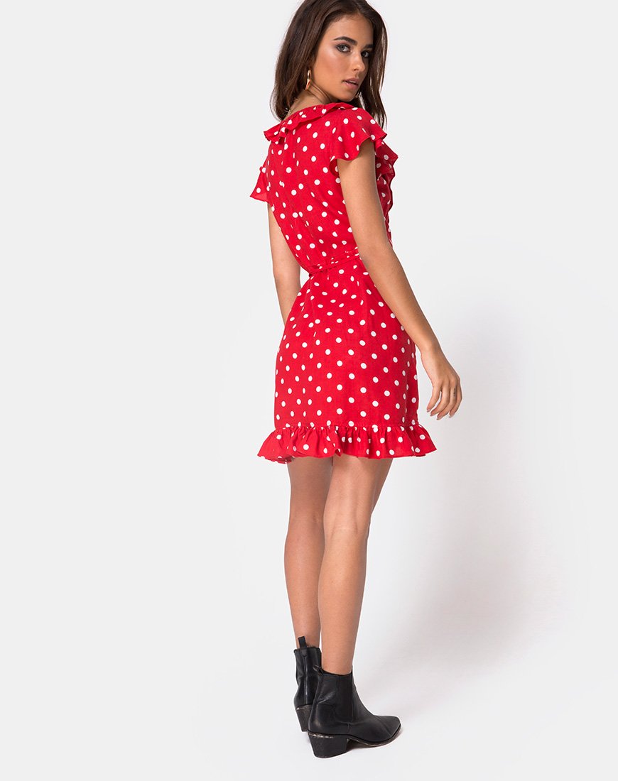 red polka dot skater dress Sexlip Womens Sleeveless Skater Dress Polka Dot Design Flared Skirt Soft Fabric Casual Silhouette for Party Events Red L