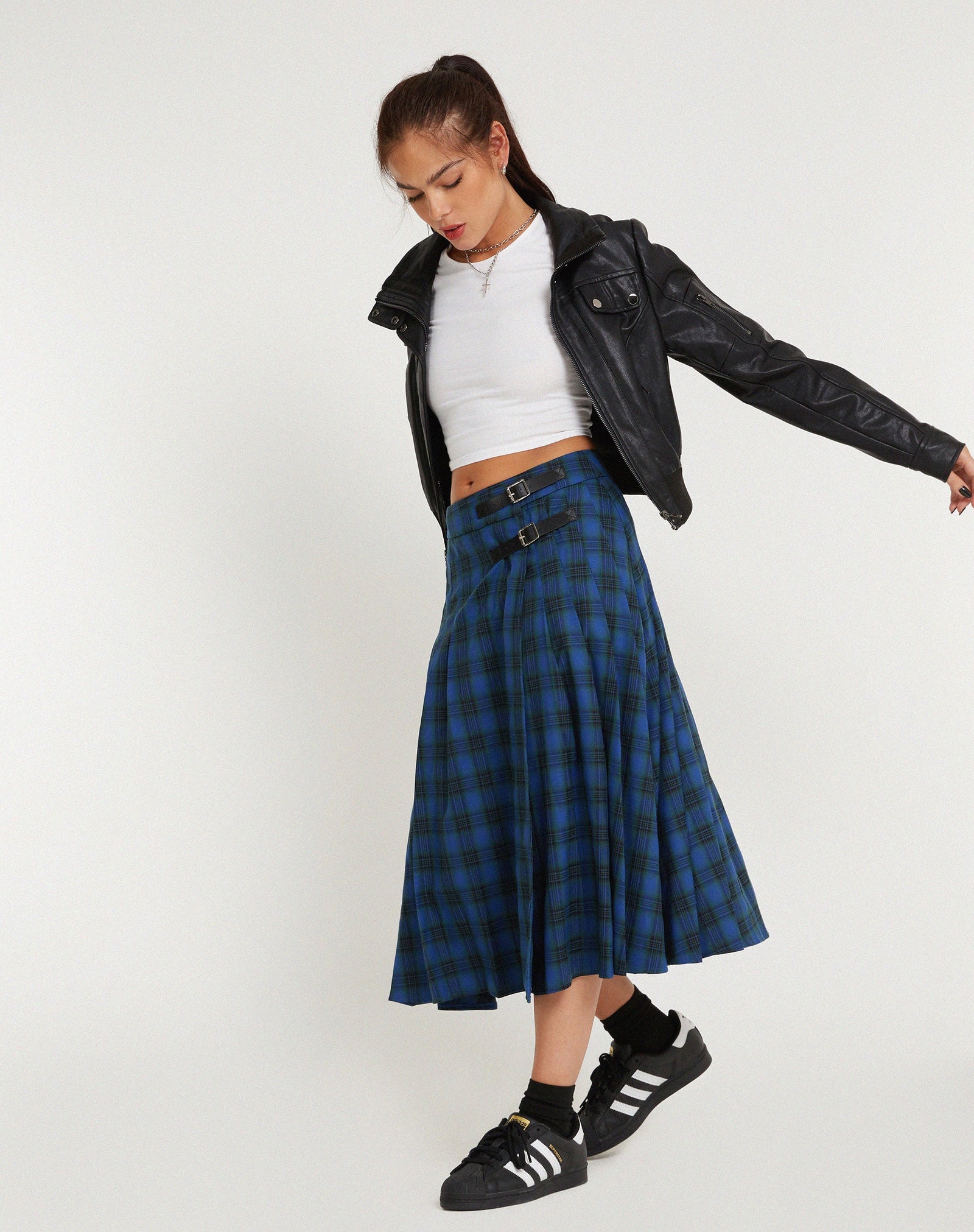 Rigifa Midi Skirt in Tartans Green Brown main image 1