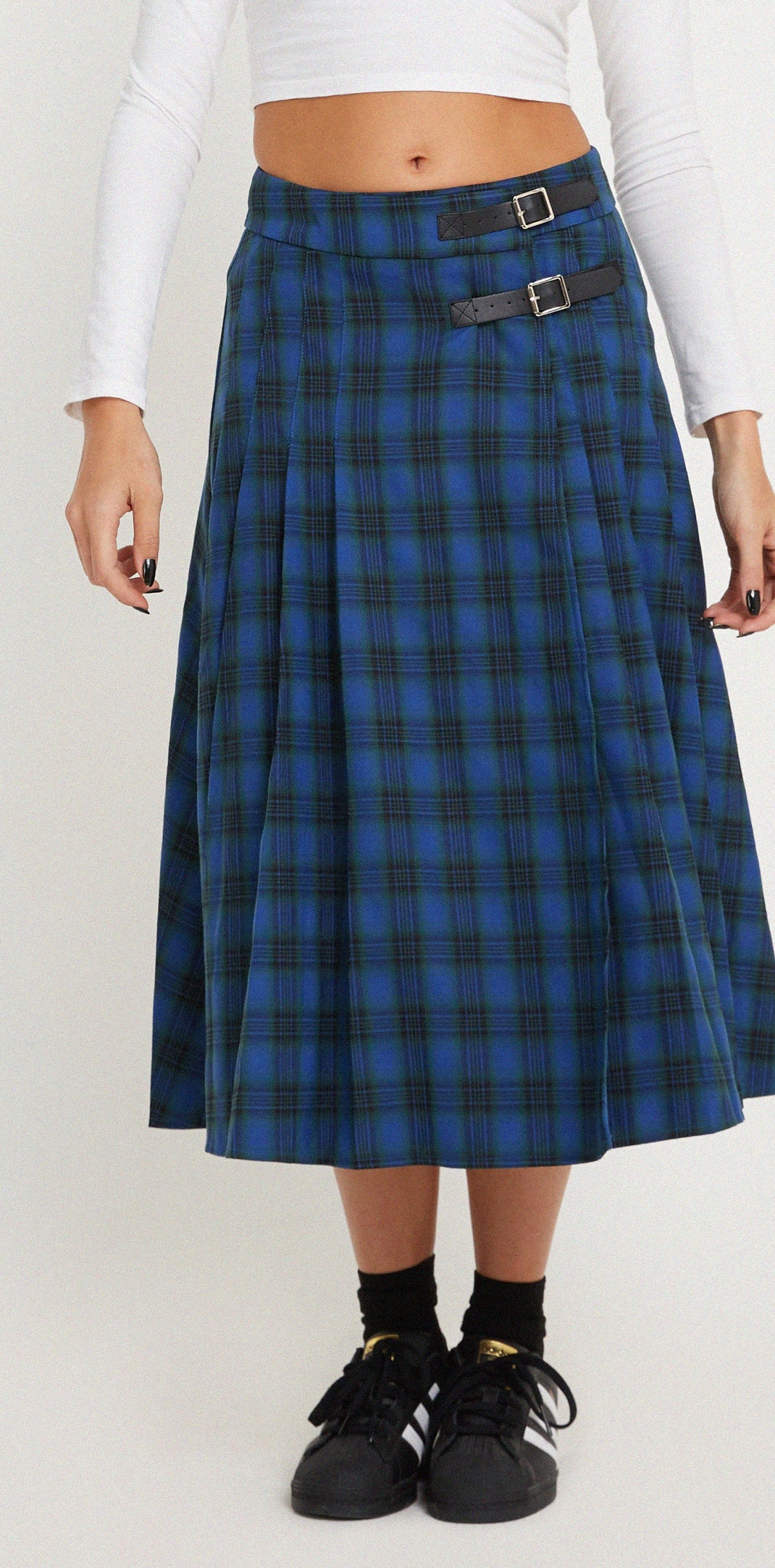 Tartan Print High Waist Midi Skirt | Rigifa – motelrocks-com-us