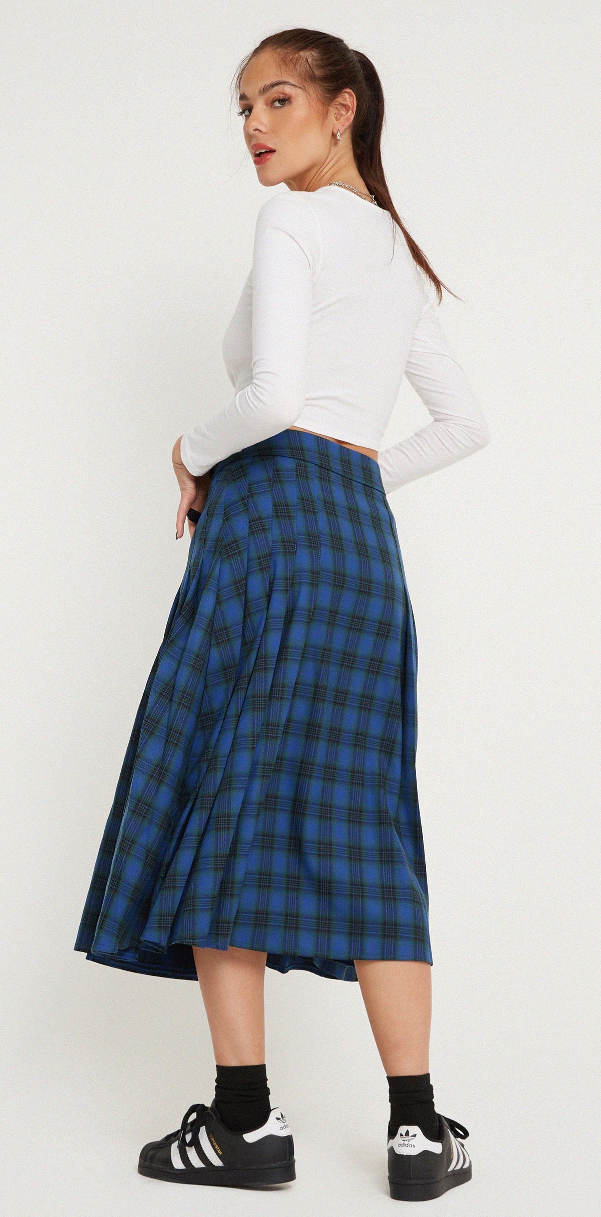 Rigifa Midi Skirt in Tartans Green Brown