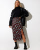 Image of Rindai Midi Skirt in Femme Floral Blue and Brown