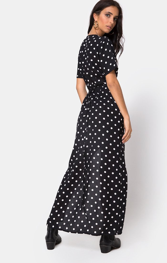 Image of Riva Dress in Medium Polka B/W