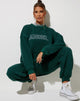 Image of Glo Sweatshirt in Bottle Green with Angel Embro in White