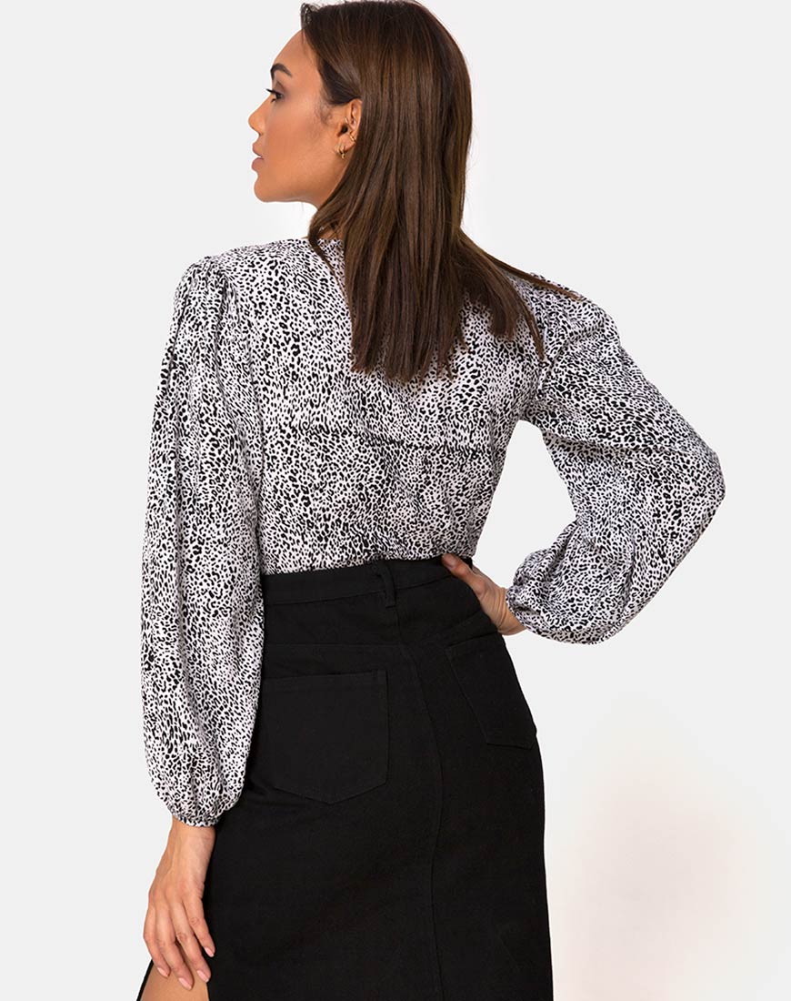 Image of Roma Long Sleeve Top in Leo Spot in Black and White