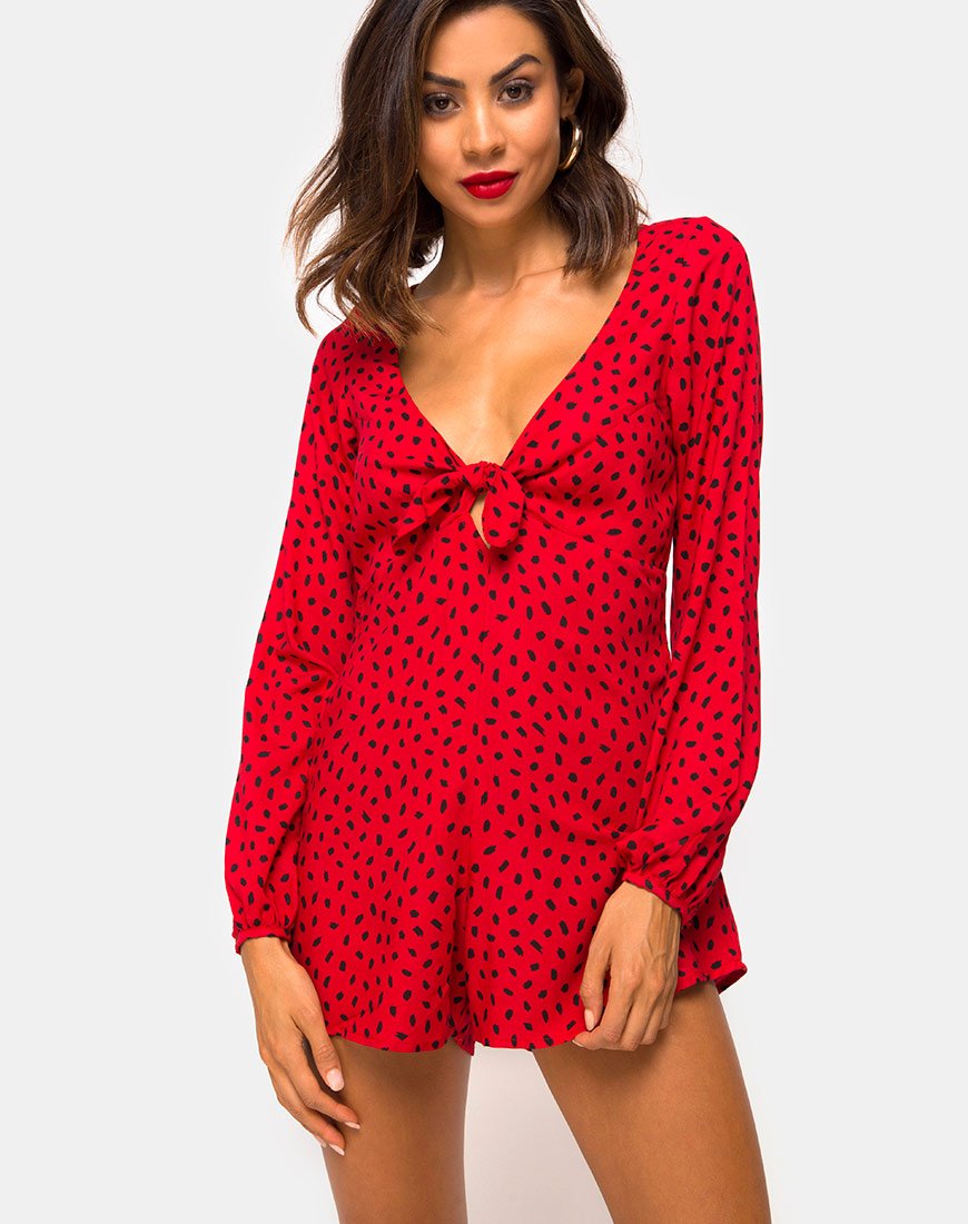Romalo Playsuit in Mini Diana Dot Red and Black