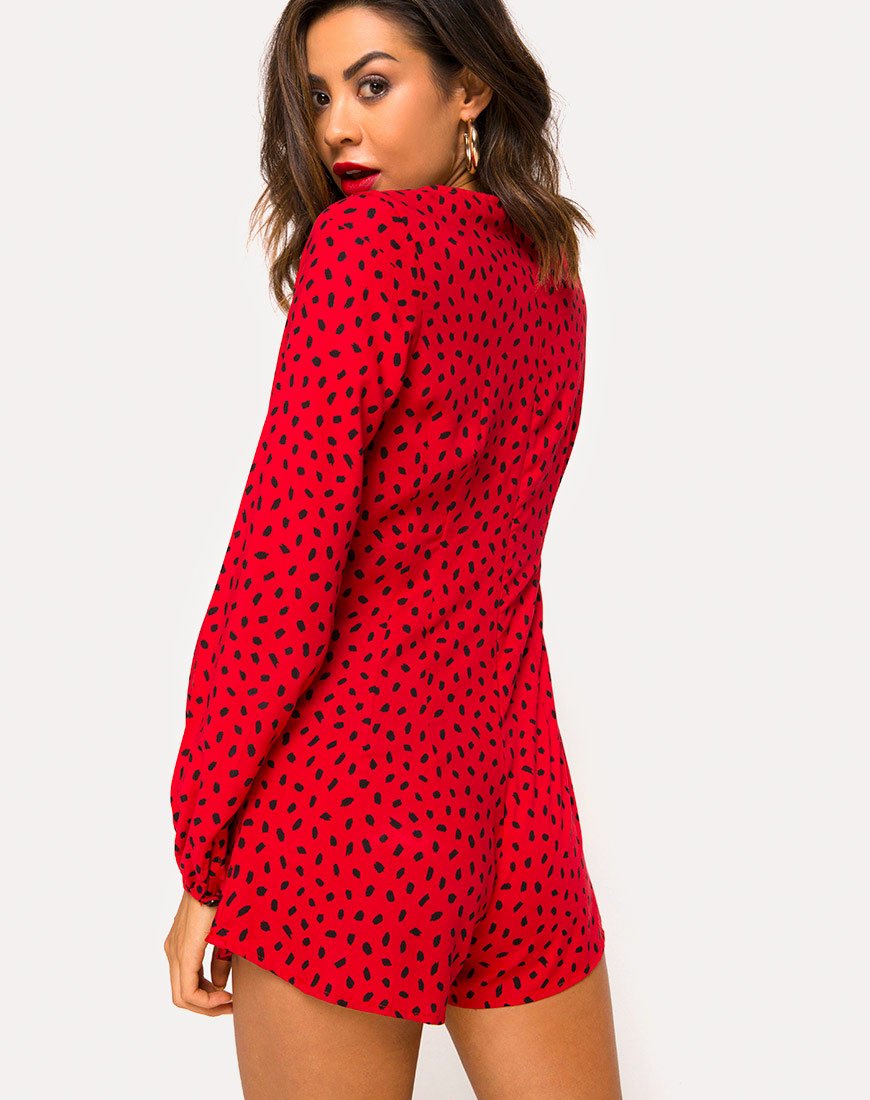 Romalo Playsuit in Mini Diana Dot Red and Black