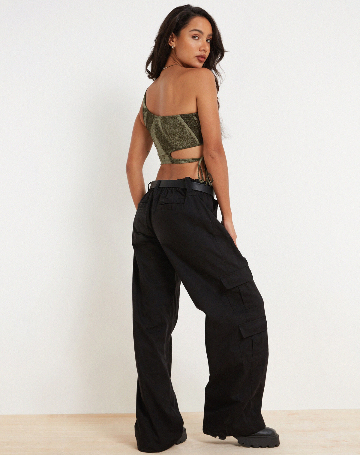 Khaki Bandeau Cut Out Crop Top | Romila – motelrocks-com-us