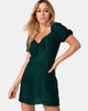 Image of Ropelle Dress in Satin Cheetah Forest Green