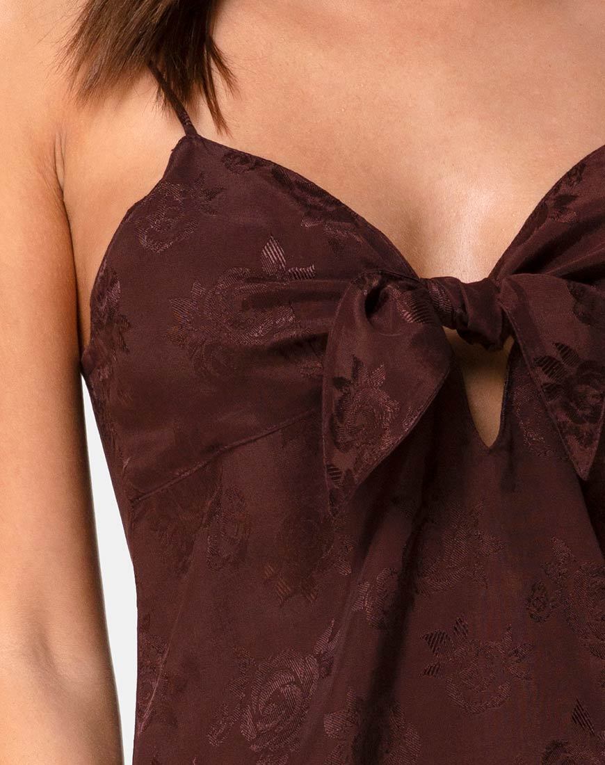 motel rocks brown satin dress Coda Bodycon Dress in Satin Rich Brown