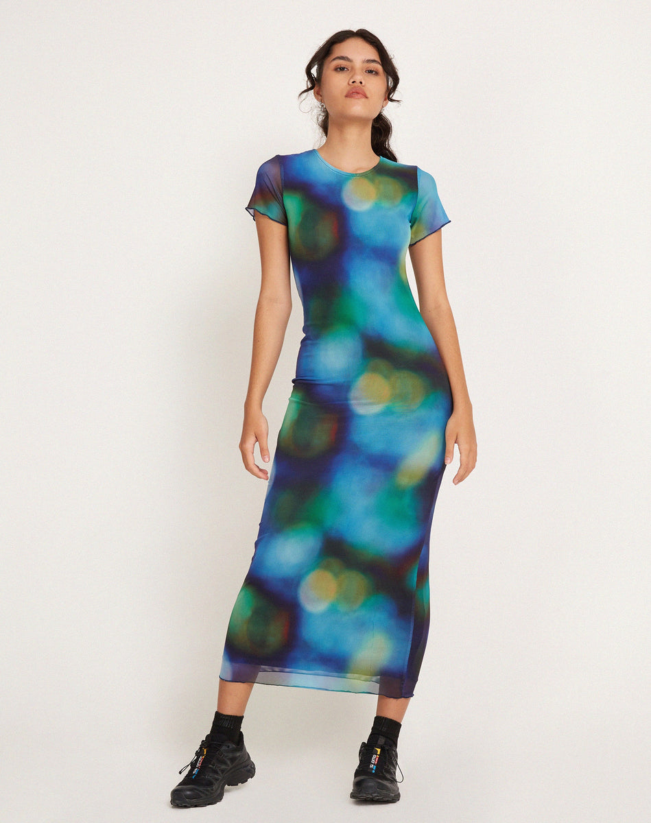 Orb Print Short Sleeve Midi Dress | Roska – motelrocks-com-us