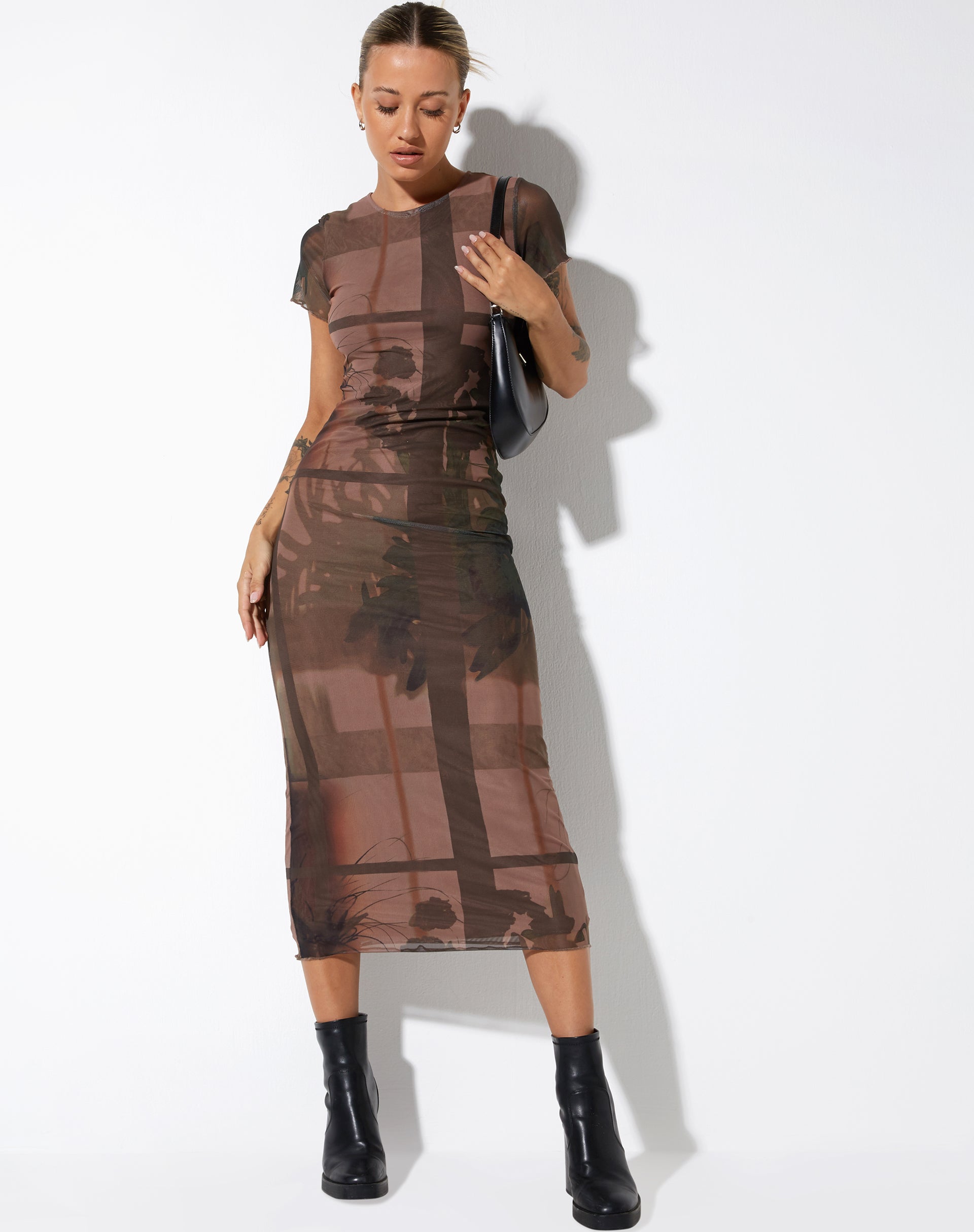 Roska Midi Dress in Photo Brown Roska Midi Dress in Photo Brown