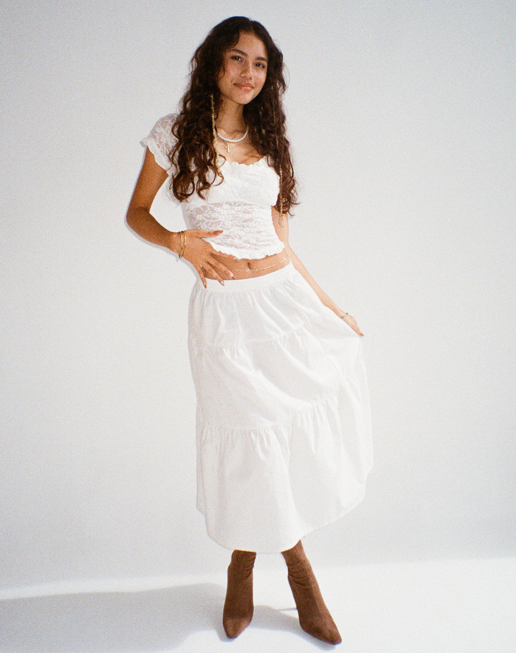 Midaxi Skirt in White