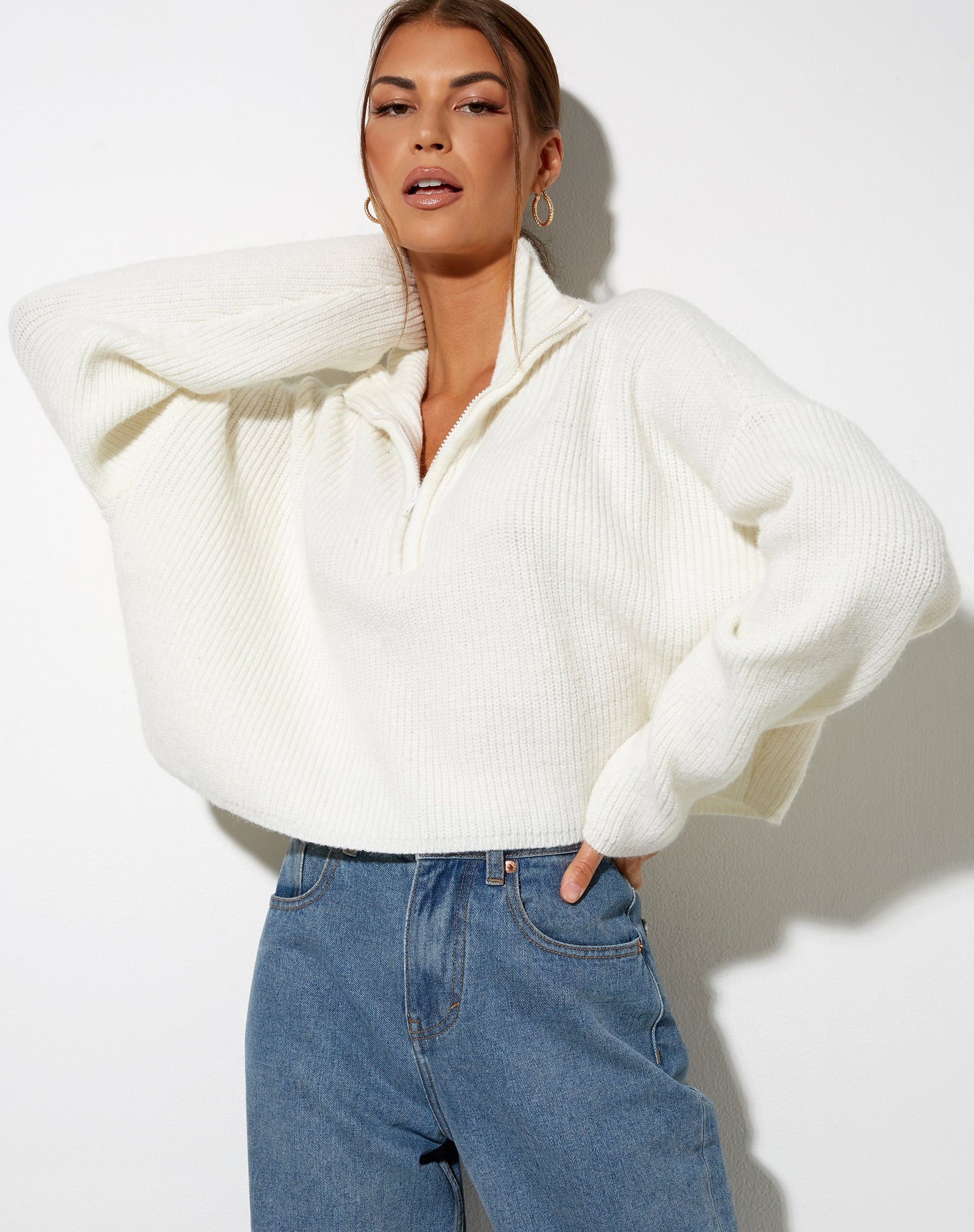 White Knitted Oversized Long Sleeve Jumper | Saba – motelrocks-com-us