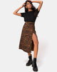 Image of Saika Midi Skirt in Animal Drip Brown