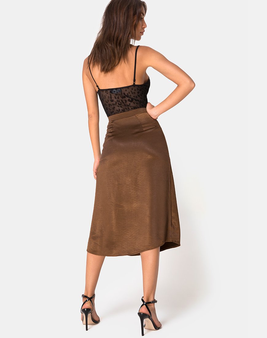Image of Saika Skirt in Satin Brown