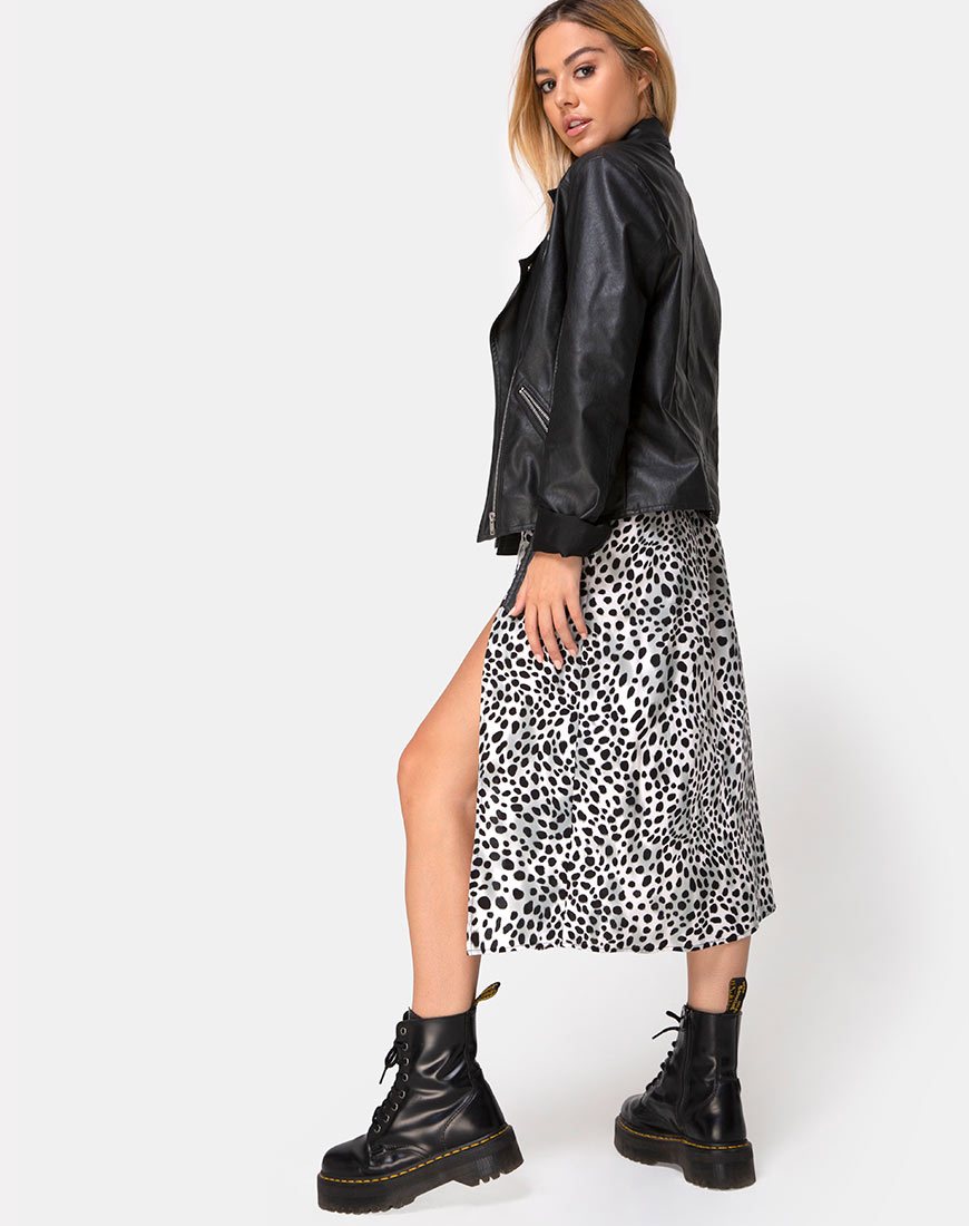 Midi Black White Dalmatian Skirt | Saika – motelrocks-com-us