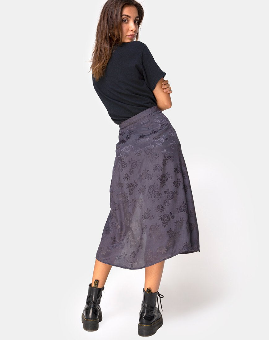 Image of Saika Midi Skirt in Satin Rose Grey