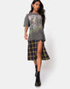 Image of Saika Skirt in Plaid Brown Yellow Check