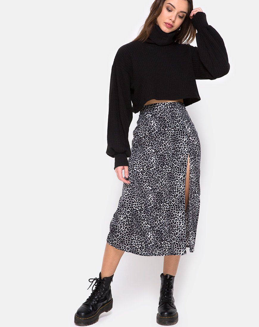 Saika Midi Skirt in Rar Leopard Grey – motelrocks-com-us