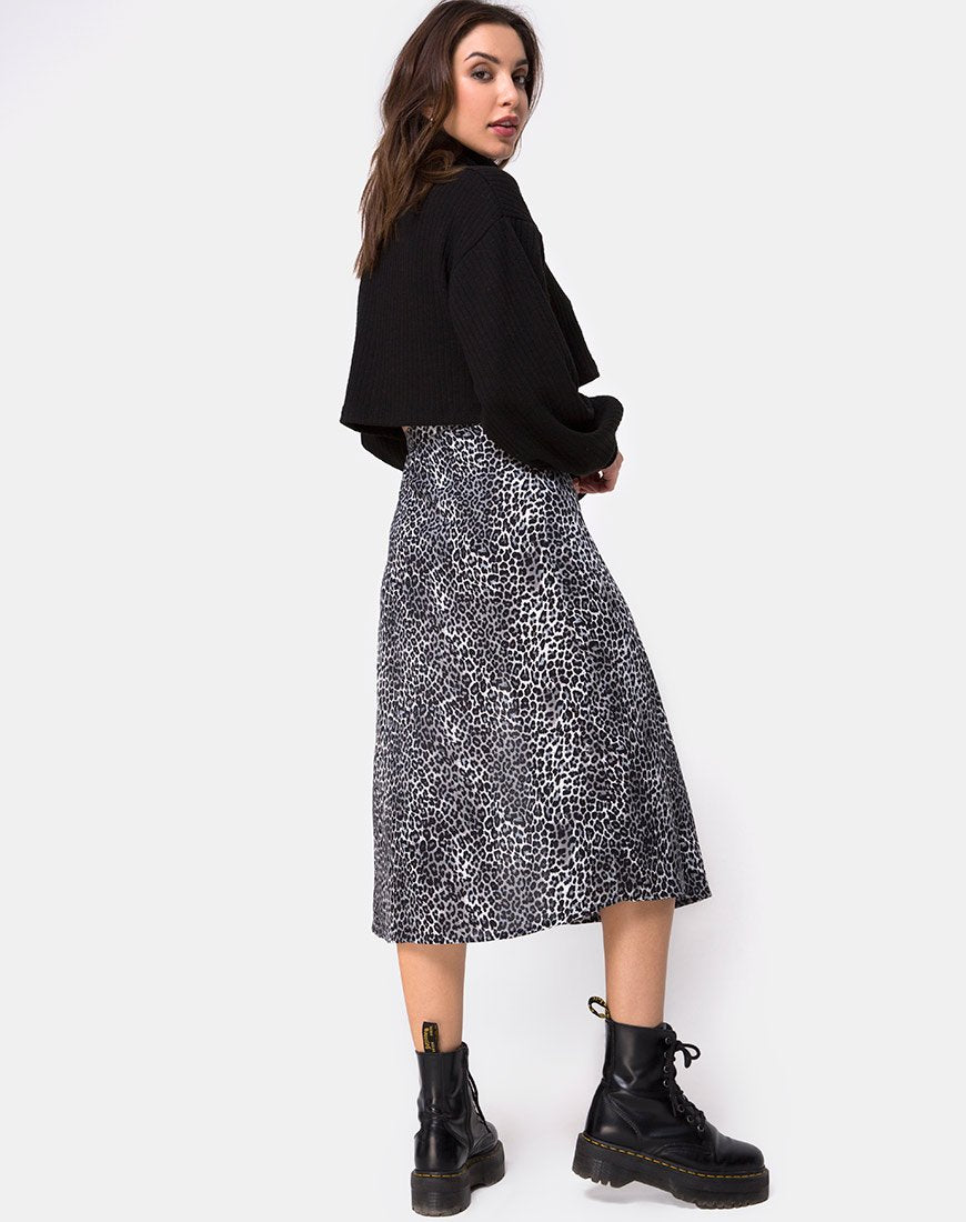 Image of Saika Midi Skirt in Rar Leopard Grey