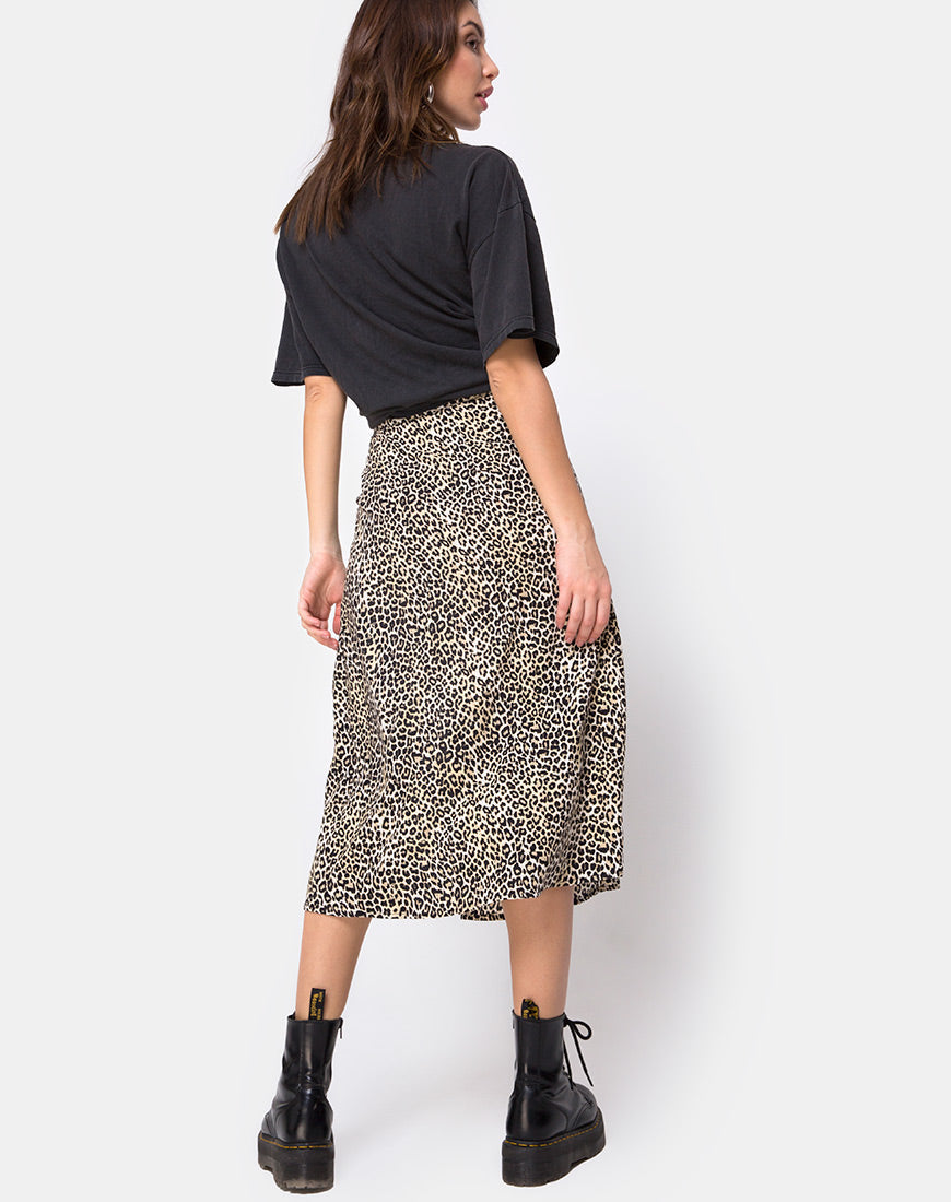 Saika Midi Skirt in Rar Leopard Brown