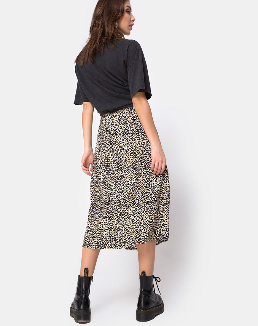 Image of Saika Midi Skirt in Rar Leopard Brown