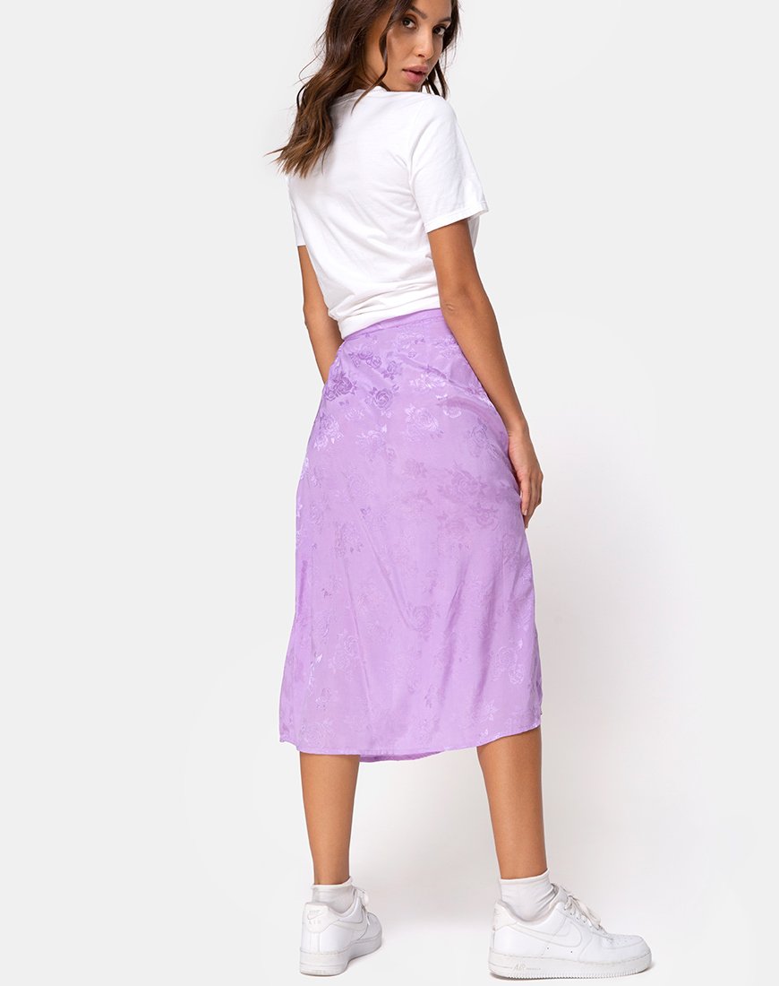 Image of Saika Midi Skirt in Satin Rose Lilac