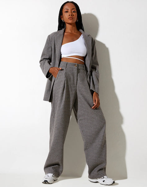 MARIONA,WIDE LEG CHECKED TROUSERS,6081H,MARIONA BARCELONA CLOTHING FASHION  WOMAN SHOP ONLINE,FALL-WINER/2023-24