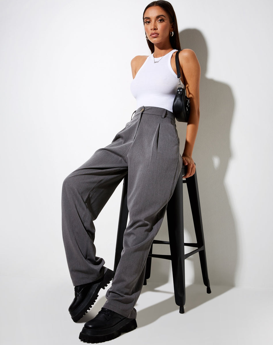 Wide Leg Charcoal Pinstripe Trouser | Sakila – motelrocks-com-us